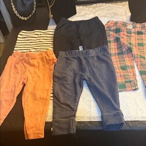 Kids Black and Blue Leggings 5 pair of 12 m